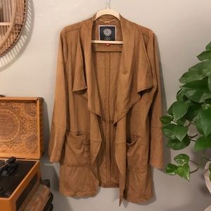 Faux suede trench coat